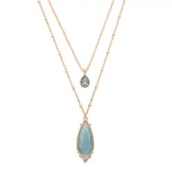 LC Lauren Conrad Gold Tone Long Multi And Gem Layered Nickel Free Pendant Necklace