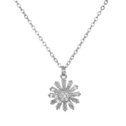 LC Lauren Conrad Silver Tone Baguette Flower Nickel Free Pendant Necklace