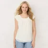 Petite LC Lauren Conrad Pleated Top -Fashion Women 5831235 Marshmallow Hearts