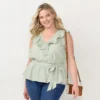 Plus Size LC Lauren Conrad Ruffle Faux-Wrap Top 1 Plus Size LC Lauren Conrad Ruffle Faux-Wrap Top -Fashion Women 5835055