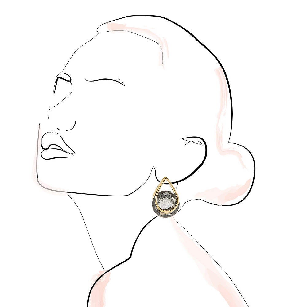 LC Lauren Conrad Gold Tone Black Crystal Teardrop Drop Earrings 4 LC Lauren Conrad Gold Tone Black Crystal Teardrop Drop Earrings - Image 2