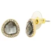 LC Lauren Conrad Gold Tone Gray Crystal Abstract Circle Stud Earrings