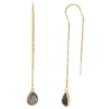 LC Lauren Conrad Gold Tone Black Crystal Teardrop Threader Earrings -Fashion Women 5846899