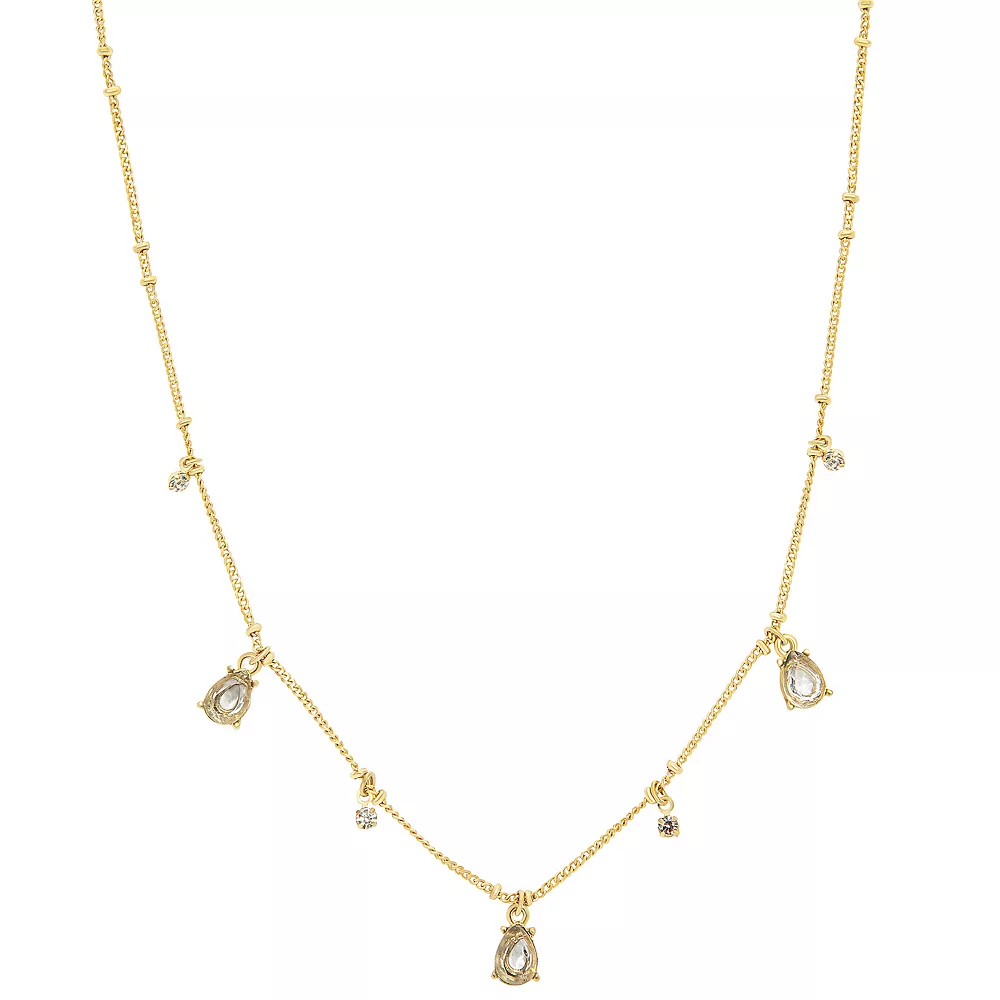 LC Lauren Conrad Gold Tone Gray & Clear Crystal Shaky Teardrop Necklace 3 LC Lauren Conrad Gold Tone Gray & Clear Crystal Shaky Teardrop Necklace