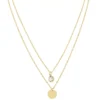 LC Lauren Conrad Gold Tone Crystal 2-Row Layered Pendant Necklace
