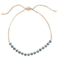 LC Lauren Conrad Rose Gold Tone Blue Crystal Adjustable Chain Tennis Bracelet