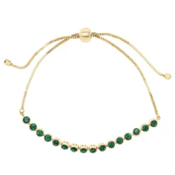 LC Lauren Conrad Gold Tone Green Crystal Adjustable Chain Tennis Bracelet