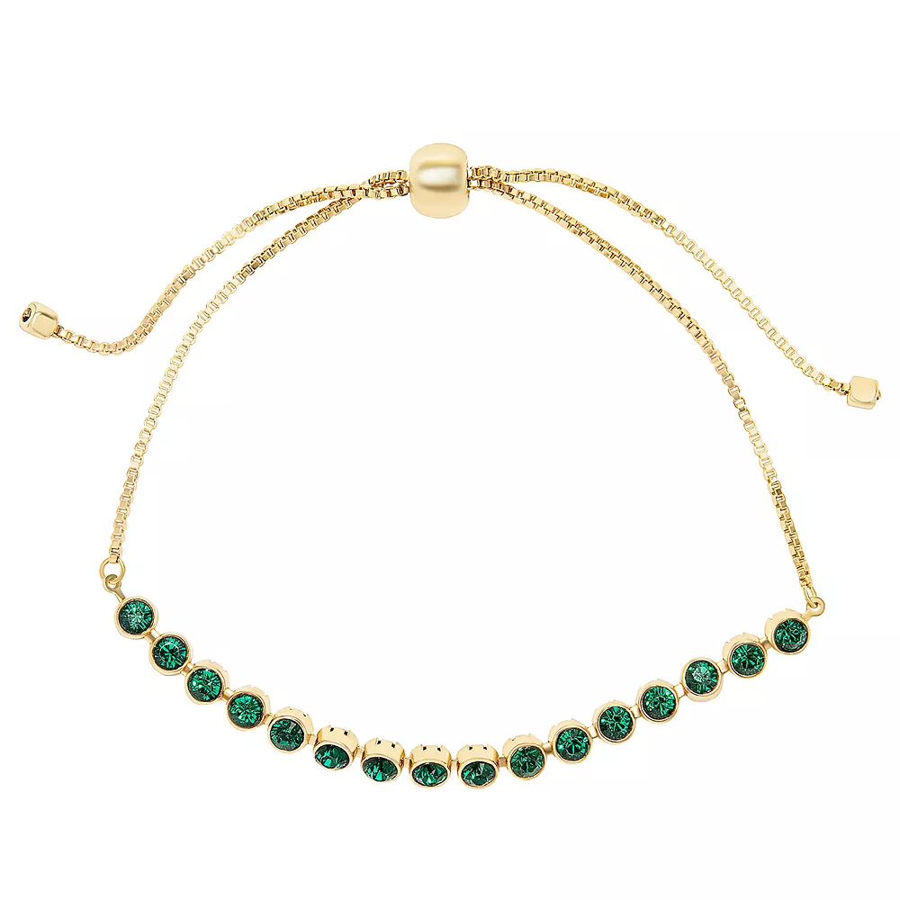 LC Lauren Conrad Gold Tone Green Crystal Adjustable Chain Tennis Bracelet 3 LC Lauren Conrad Gold Tone Green Crystal Adjustable Chain Tennis Bracelet