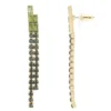 LC Lauren Conrad Gold Tone Green Rhinestone 2-Row Drop Earrings -Fashion Women 5847292