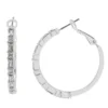 LC Lauren Conrad Silver Tone Clear Baguette & Round Crystal Large Hoop Earrings -Fashion Women 5847294