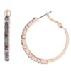 LC Lauren Conrad Rose Gold Tone Baguette & Round Blue Crystal Large Hoop Earrings