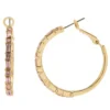 LC Lauren Conrad Gold Tone Baguette & Round Pink Crystal Large Hoop Earrings -Fashion Women 5847296