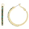 LC Lauren Conrad Gold Tone Baguette & Round Green Crystal Large Hoop Earrings 2 LC Lauren Conrad Gold Tone Baguette & Round Green Crystal Large Hoop Earrings -Fashion Women 5847297