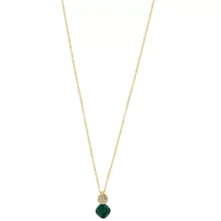 LC Lauren Conrad Gold Tone Green Crystal Pendant Necklace