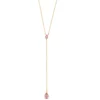 LC Lauren Conrad Gold Tone Pink Teardrop Crystal Y-Necklace -Fashion Women 5847304