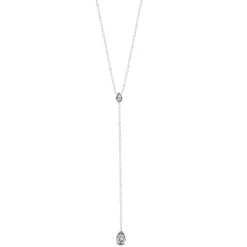 LC Lauren Conrad Silver Tone Crystal Y-Necklace