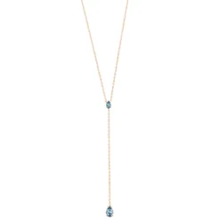 LC Lauren Conrad Rose Gold Tone Blue Crystal Y-Necklace