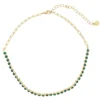 LC Lauren Conrad Gold Tone Green Crystal Chain Tennis Choker Necklace -Fashion Women 5847308