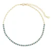 LC Lauren Conrad Gold Tone Large Blue Tennis Chain Choker Necklace -Fashion Women 5847309