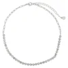 LC Lauren Conrad Silver Tone Large Clear Tennis Chain Choker Necklace -Fashion Women 5847312