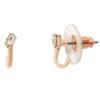 LC Lauren Conrad Rose Gold Tone Crystal Mini J-Hoop Stud Earrings -Fashion Women 5847330
