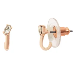 LC Lauren Conrad Rose Gold Tone Crystal Mini J-Hoop Stud Earrings