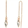 LC Lauren Conrad Rose Gold Tone Crystal Chain Threader Earrings -Fashion Women 5847339