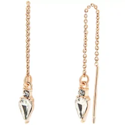 LC Lauren Conrad Rose Gold Tone Crystal Chain Threader Earrings