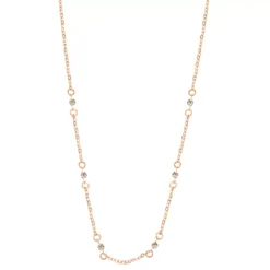 LC Lauren Conrad Rose Gold Tone Crystal Dainty Chain Station Necklace