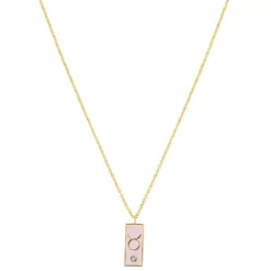 LC Lauren Conrad Gold Tone Crystal Taurus Enamel Rectangular Pendant Necklace