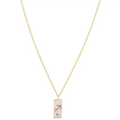 LC Lauren Conrad Gold Tone Crystal Sagittarius Enamel Rectangular Pendant Necklace