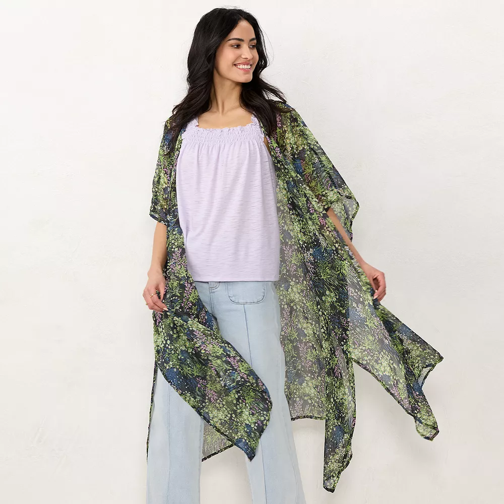 Women's LC Lauren Conrad Long Floral Print Ruana 3 Women's LC Lauren Conrad Long Floral Print Ruana