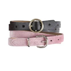 Women's LC Lauren Conrad 2-Pack Velvet & Bonded Leather Skinny Belt Set In Regular & Plus