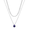 LC Lauren Conrad Two Row Teardrop Gem Pendant Nickel Free Necklace -Fashion Women 5889570 Silver Tone Blue
