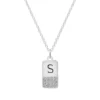 LC Lauren Conrad Silver Tone Cubic Zirconia Initial Mini Dog Tag Necklace -Fashion Women 5890883 Silver Tone S
