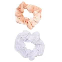 LC Lauren Conrad Blush Print And White Textured Scrunchie Set