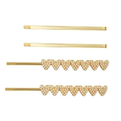 LC Lauren Conrad Gold Simulated Pearl Heart Bobby Pin Set