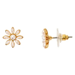 LC Lauren Conrad Gold Tone Simulated Vintage Pearl Flower Stud Earrings