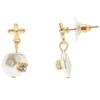 LC Lauren Conrad Gold Tone Simulated Vintage Pearl And Flower Post Top Drop Earrings -Fashion Women 5900506