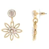 LC Lauren Conrad Gold Tone Simulated Vintage Pearl Post Top With Flower Drop Earrings -Fashion Women 5900507