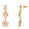 LC Lauren Conrad Gold Tone Simulated Vintage Pearl Flower Linear Drop Earrings -Fashion Women 5900524