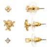 LC Lauren Conrad Gold Tone Simulated Pearl And Flower Stud Earring Set -Fashion Women 5900525