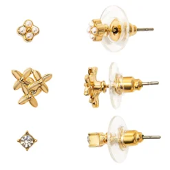 LC Lauren Conrad Gold Tone Simulated Pearl And Flower Stud Earring Set
