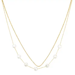 LC Lauren Conrad Gold Tone Two Row Chain With Simulated Vintage Pearl Necklace