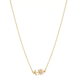 LC Lauren Conrad Gold Tone Flower With Vintage Simulated Pearl Necklace