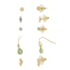 LC Lauren Conrad Gold Tone Green Accents Stud And Fish Hook Earring Set -Fashion Women 5905121
