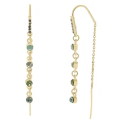 LC Lauren Conrad Gold Tone Green Stone Fish Hook Drop Earrings
