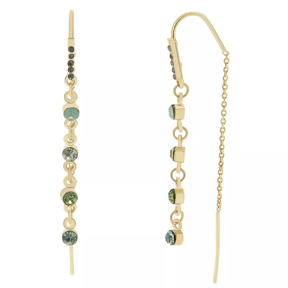 LC Lauren Conrad Gold Tone Green Stone Fish Hook Drop Earrings 3 LC Lauren Conrad Gold Tone Green Stone Fish Hook Drop Earrings