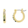 LC Lauren Conrad Gold Tone Green Stone Accented Mini Hoop Earrings 2 LC Lauren Conrad Gold Tone Green Stone Accented Mini Hoop Earrings -Fashion Women 5905125