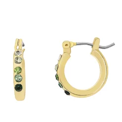 LC Lauren Conrad Gold Tone Green Stone Accented Mini Hoop Earrings